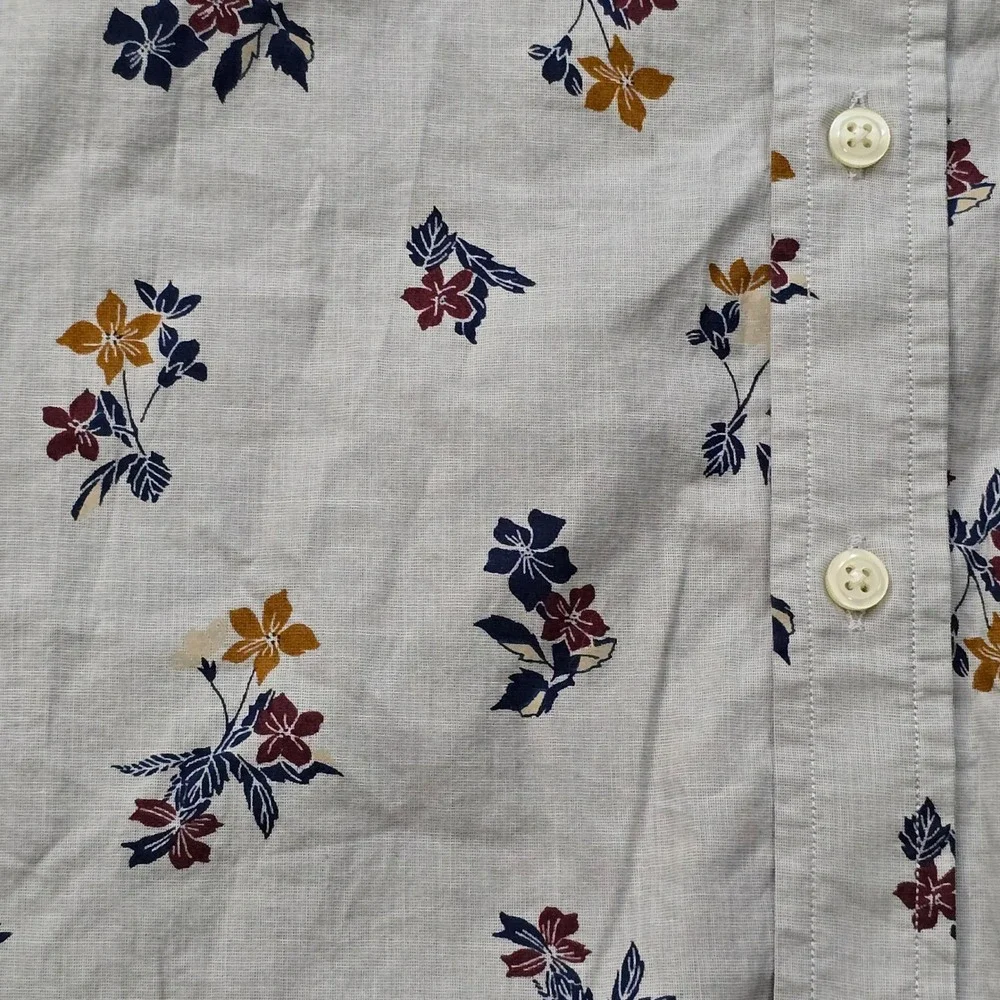 New Banana Republic Slim Fit Untucked Shirt Mens Medium Grey Floral Button Down